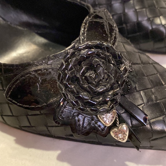 Brighton Black Leather Paige Mule Slide Kitten Heels - Picture 9 of 13